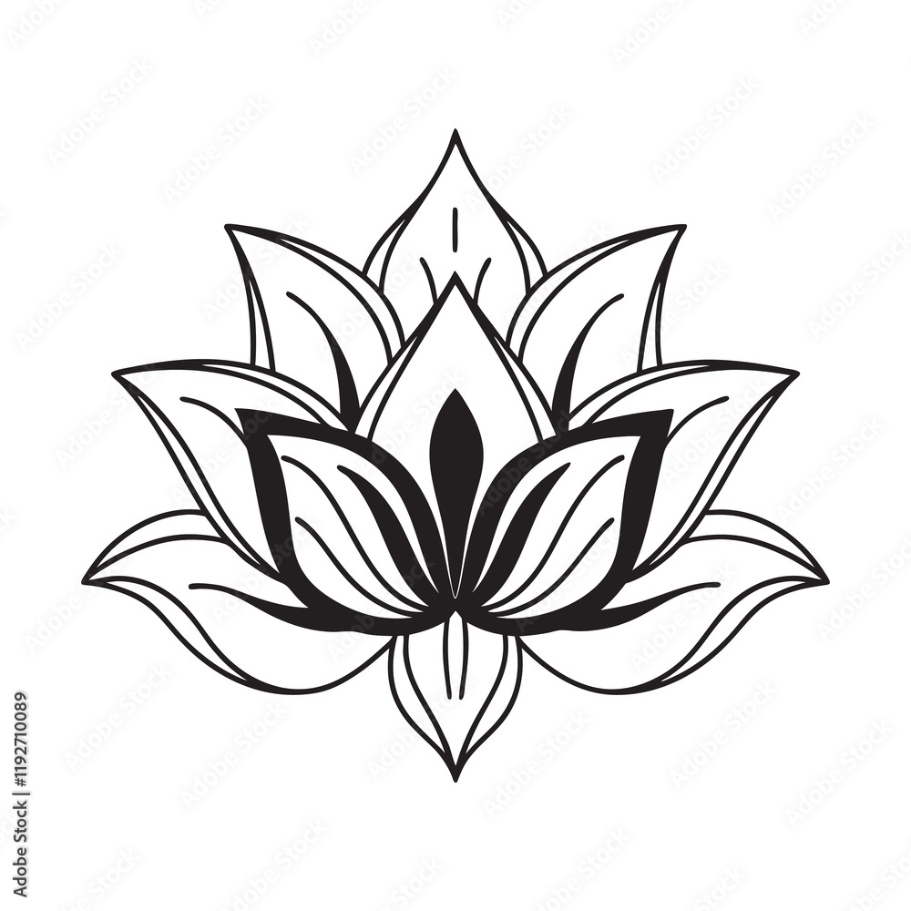 Fototapeta premium Lotus flower line art simple design symmetrical (13)