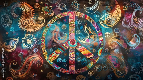 Wallpaper Mural A peace sign surrounded by colorful paisley patterns. Torontodigital.ca