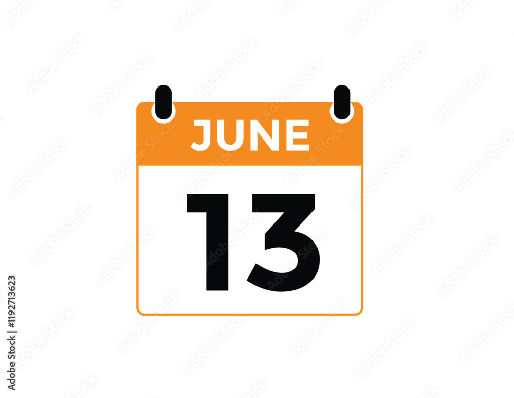 Fototapeta premium June 13 - Calendar Icon 