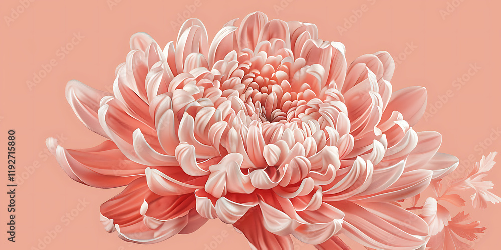 A detailed pink chrysanthemum on a matching pink background. A detailed pink chrysanthemum on a matching pink background.