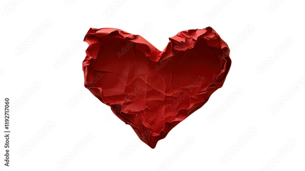 Fototapeta premium Crumpled Red Heart: A Powerful Symbol of Emotion