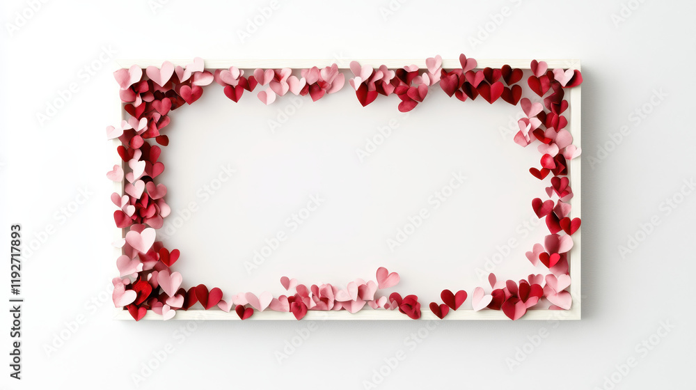 Obraz premium A Heartfelt Frame: Delicate Paper Hearts