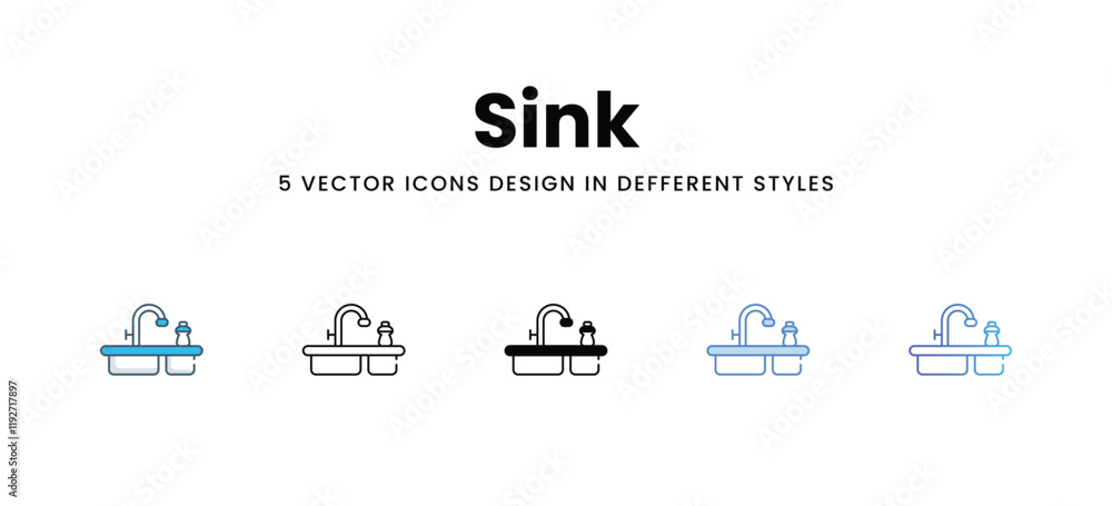 Sink icons in different style vector stock illustration Sink icons in different style vector stock illustration