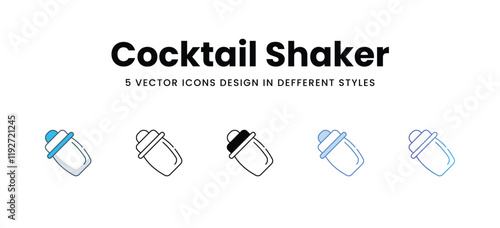 Cocktail Shaker icons in different style vector stock illustration