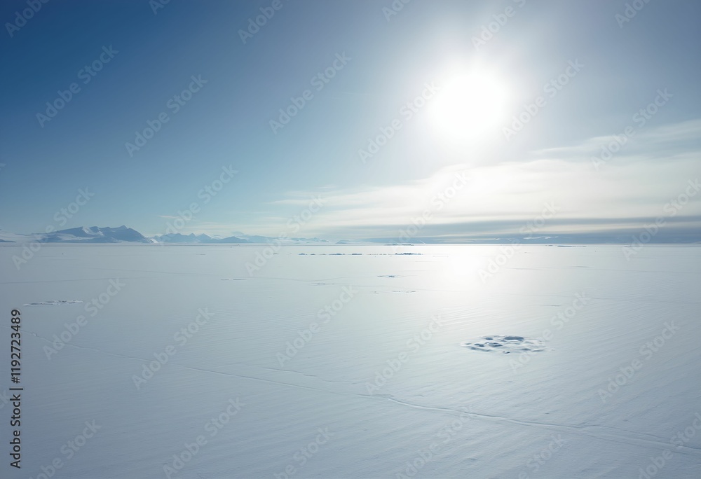Obraz premium Remote Antarctic Plain Under Intense Midday Sun