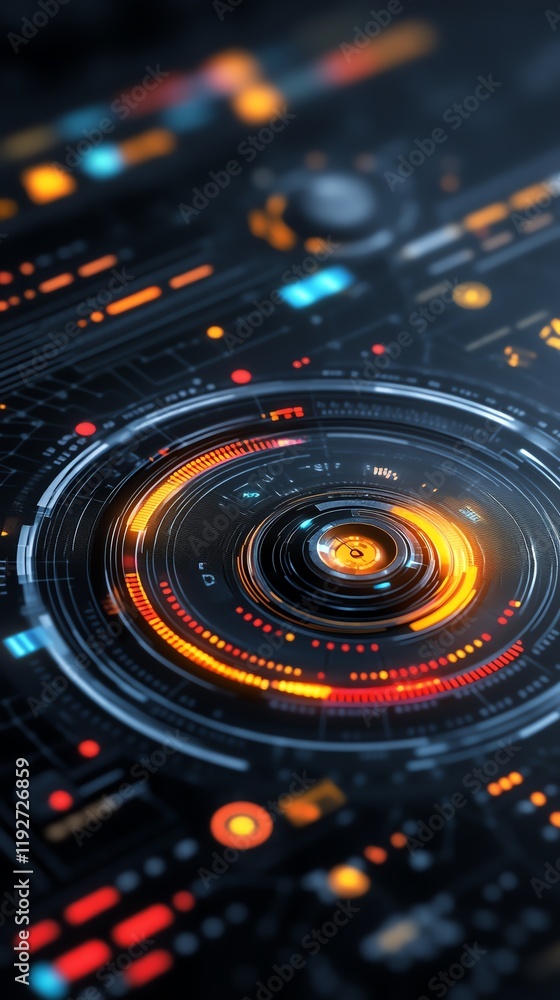 Quantum computing control panel with dynamic animations, futuristic interface design, scientific innovation