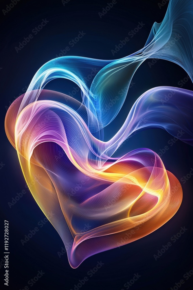 Naklejka premium Abstract Heart with Colorful Light Waves