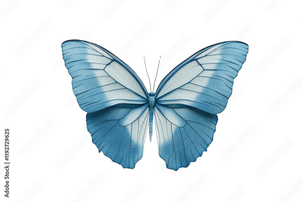Fototapeta premium Blue and White Butterfly on Transparent Background