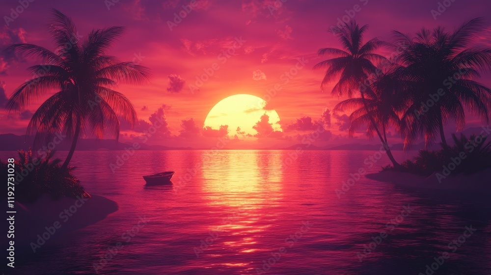 Paradise beach at dusk with purple clouds and ocean breeze. Paradise beach at dusk with purple clouds and ocean breeze.