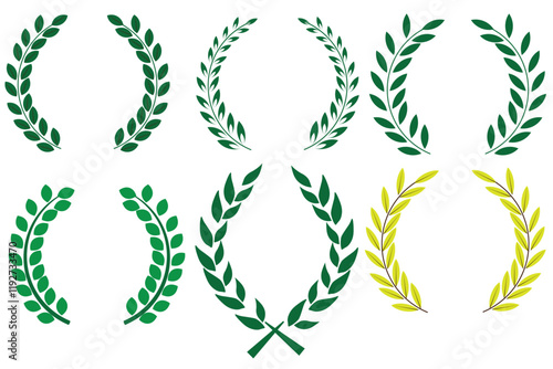 Green circle leafs set