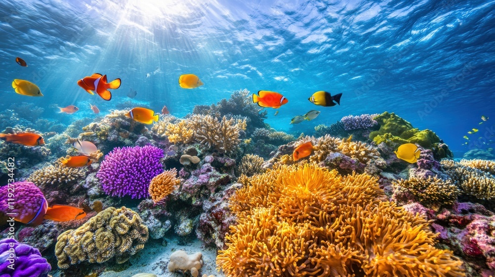 Fototapeta premium Vibrant Coral Reef Ecosystem: Underwater Paradise