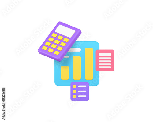 Financial analyzing expenses and earnings calculating 3d icon realistic vector illustration. Business commercial analysis wealth income finance budget counting accounting control planning