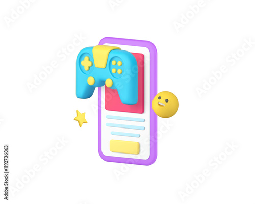 Esport digital gaming smartphone application technology 3d icon realistic vector illustration. Video game cyberspace gamer playing electronic entertainment mobile phone app