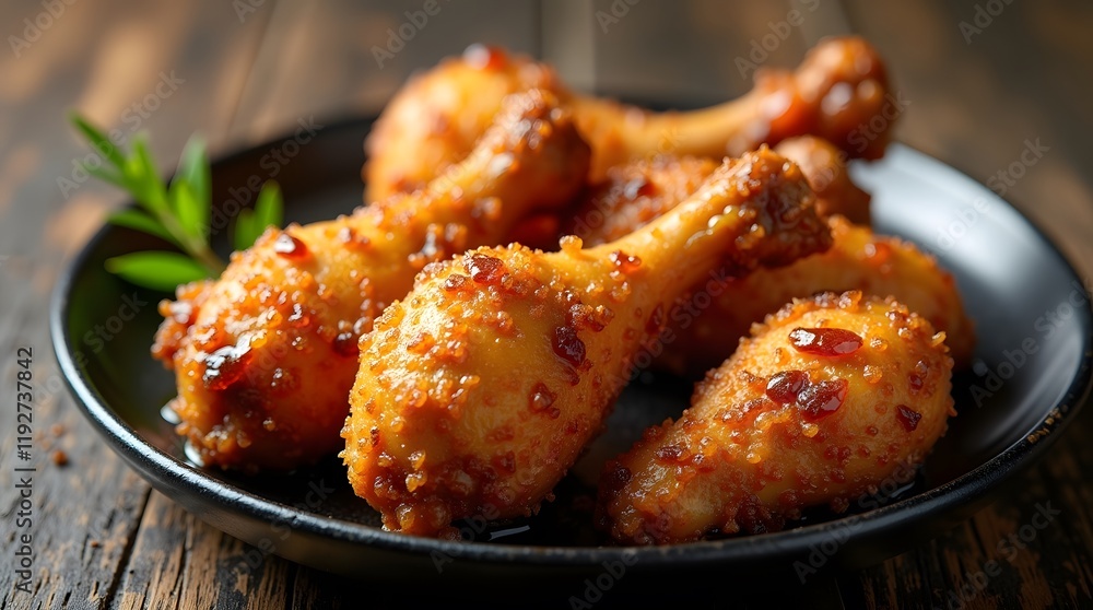 Top view of crispy chicken drumsticks frying in boiling oil, showcasing texture, golden color, and culinary delight. Top view of crispy chicken drumsticks frying in boiling oil, showcasing texture, golden color, and culinary delight.