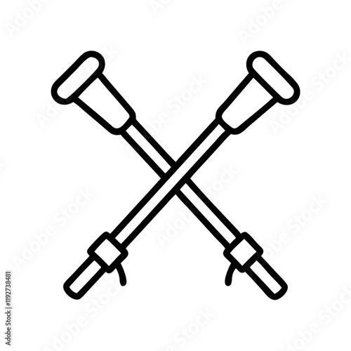 nordic walking poles icon, nordic walking poles line art - simple line art of nordic walking poles, perfect for nordic walking poles logos and icons and themed design