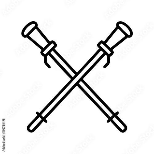 nordic walking poles icon, nordic walking poles line art - simple line art of nordic walking poles, perfect for nordic walking poles logos and icons and themed design