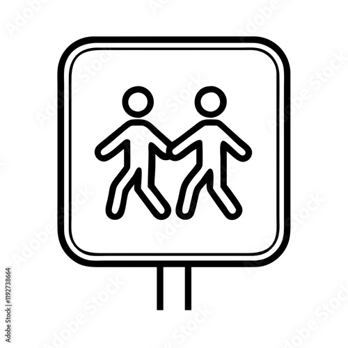 pedestrian zone sign icon, pedestrian zone sign line art - simple line art of pedestrian zone sign, perfect for pedestrian zone sign logos and icons and themed design