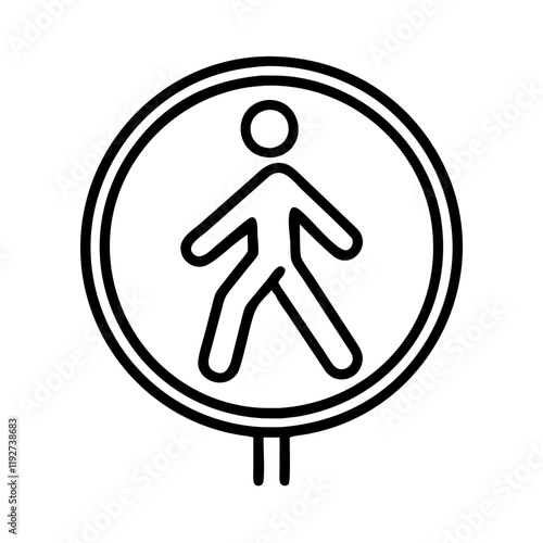pedestrian zone sign icon, pedestrian zone sign line art - simple line art of pedestrian zone sign, perfect for pedestrian zone sign logos and icons and themed design