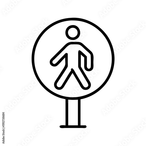 pedestrian zone sign icon, pedestrian zone sign line art - simple line art of pedestrian zone sign, perfect for pedestrian zone sign logos and icons and themed design