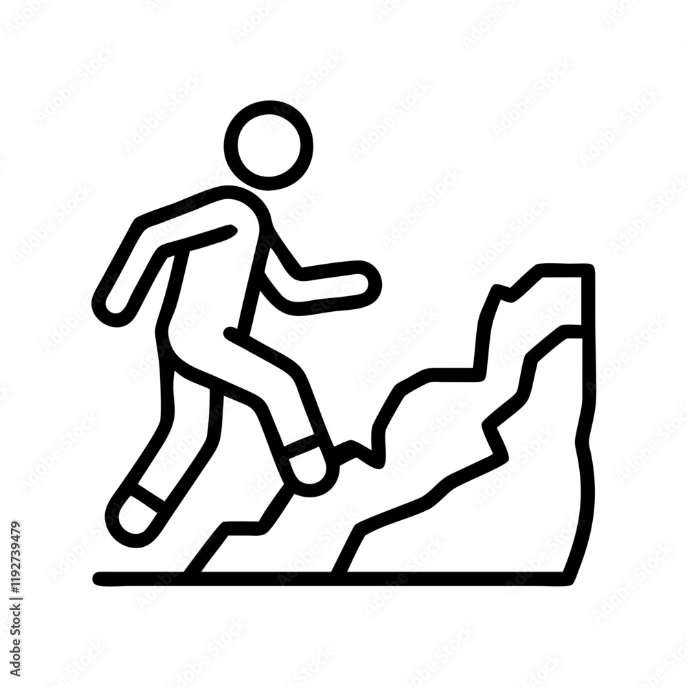 walking along a cliffside icon, walking along a cliffside line art - simple line art of walking along a cliffside, perfect for walking along a cliffside logos and icons and themed design walking along a cliffside icon, walking along a cliffside line art - simple line art of walking along a cliffside, perfect for walking along a cliffside logos and icons and themed design