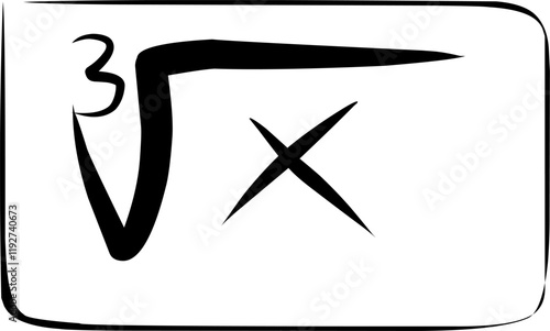 cube root math symbol in doodle style