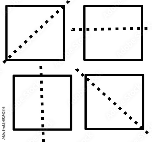 set of four square symmetrical lines