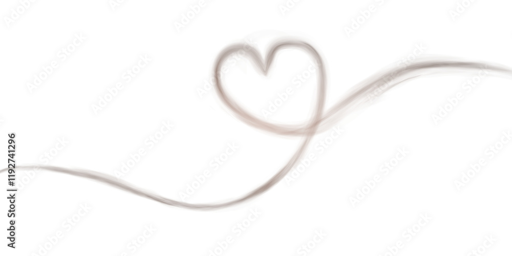 Obraz premium Brown heart shaped smoke effect, sign of love, smoke hearts, love. Brown waves of smoke from hot drink, coffee, cigarettes, tea or food. Mockup of fog with swirls. Color: chocolate Mocha Mousse.