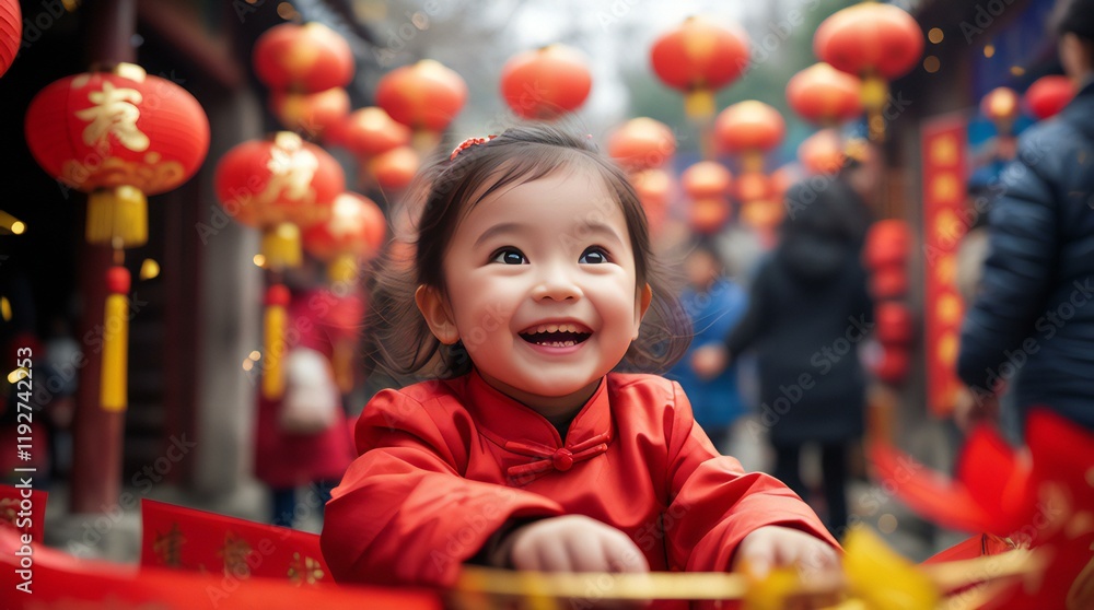 Joyful Children in Colorful Traditional Attire Celebrating Lunar New Year Joyful Children in Colorful Traditional Attire Celebrating Lunar New Year