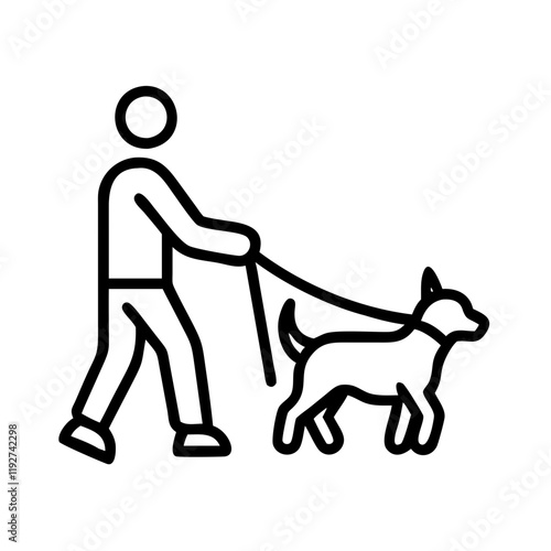 dog walker icon, dog walker line art - simple line art of dog walker, perfect for dog walker logos and icons and themed design
