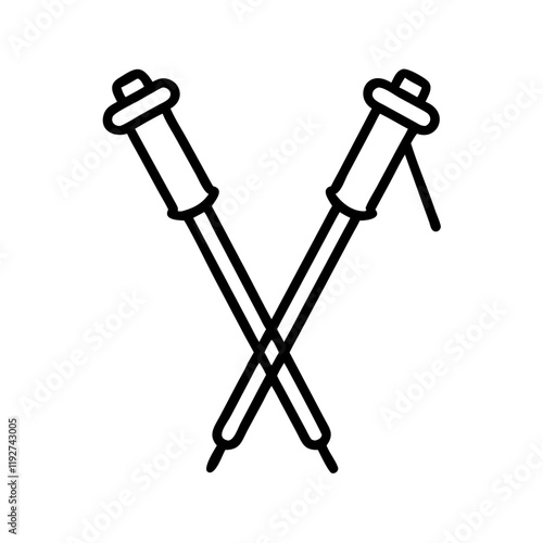 nordic walking poles icon, nordic walking poles line art - simple line art of nordic walking poles, perfect for nordic walking poles logos and icons and themed design