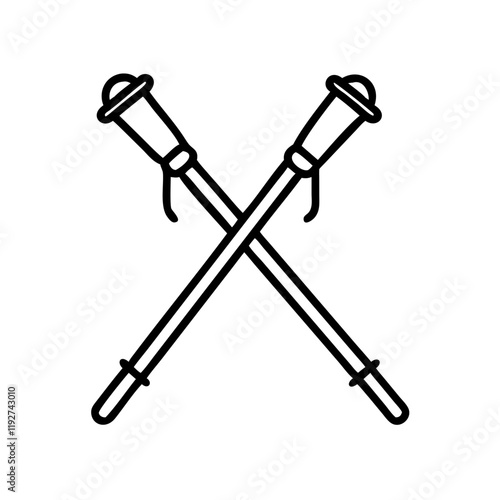 nordic walking poles icon, nordic walking poles line art - simple line art of nordic walking poles, perfect for nordic walking poles logos and icons and themed design