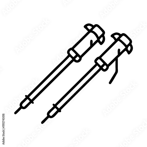nordic walking poles icon, nordic walking poles line art - simple line art of nordic walking poles, perfect for nordic walking poles logos and icons and themed design