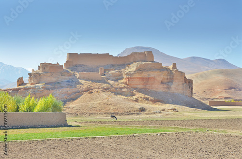 The medieval fortress of Qala-i-Shahidahn in the Bamyan Valley in Central Afghanistan photo