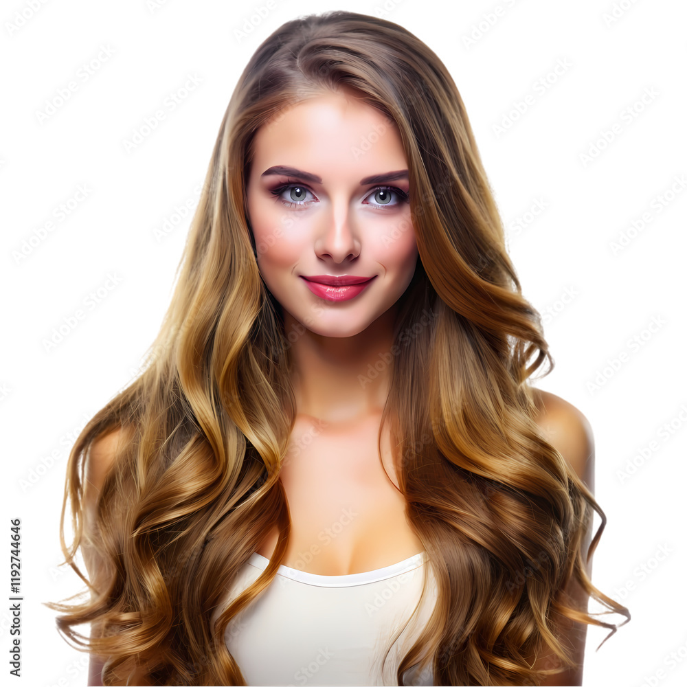 Cute and beautiful lady face long hair isolated on transparent background Cute and beautiful lady face long hair isolated on transparent background