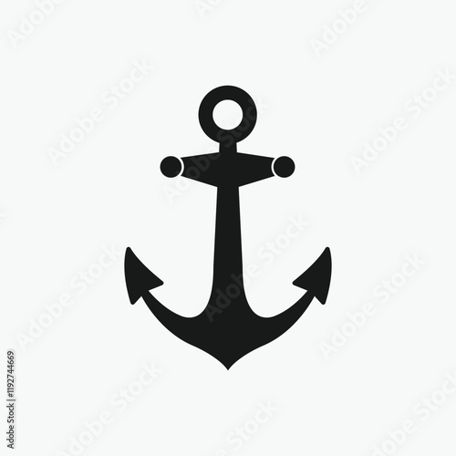 A solid black silhouette of an anchor photo