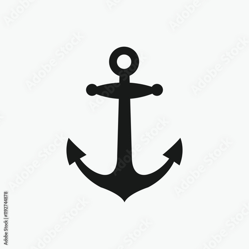 A solid black silhouette of an anchor