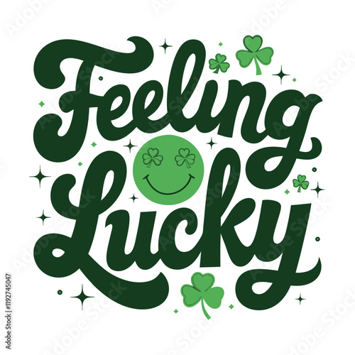 Feeling Lucky St. Patrick's Day T-Shirt Design Colorful Graphic T Shirt