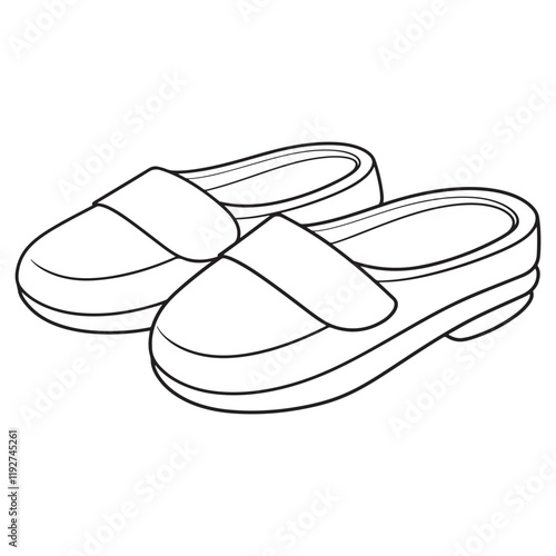 slippers line drawing vector illustration. outline design