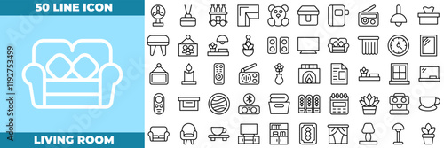 Living Room Line Editable Icons set