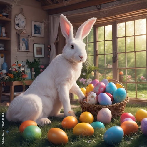 easter bunny with easter eggs 2025