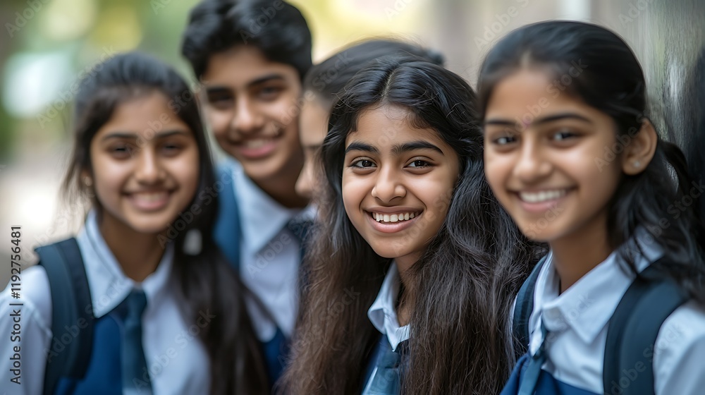 Happy school children in uniform smiling for a portrait. Happy school children in uniform smiling for a portrait.