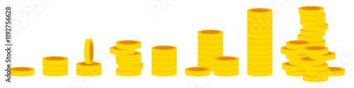 Set of gold coins. Stack of gold coins icons. Money and wealth sign. Vector illustration