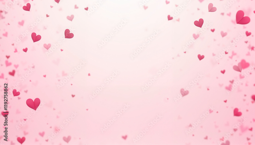 Minimalist digital illustration of floating pink hearts on gradient background Minimalist digital illustration of floating pink hearts on gradient background