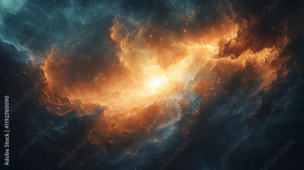 Fototapeta premium Vibrant Cosmic Frame with Glowing Galaxy Textures and Nebula Bursts