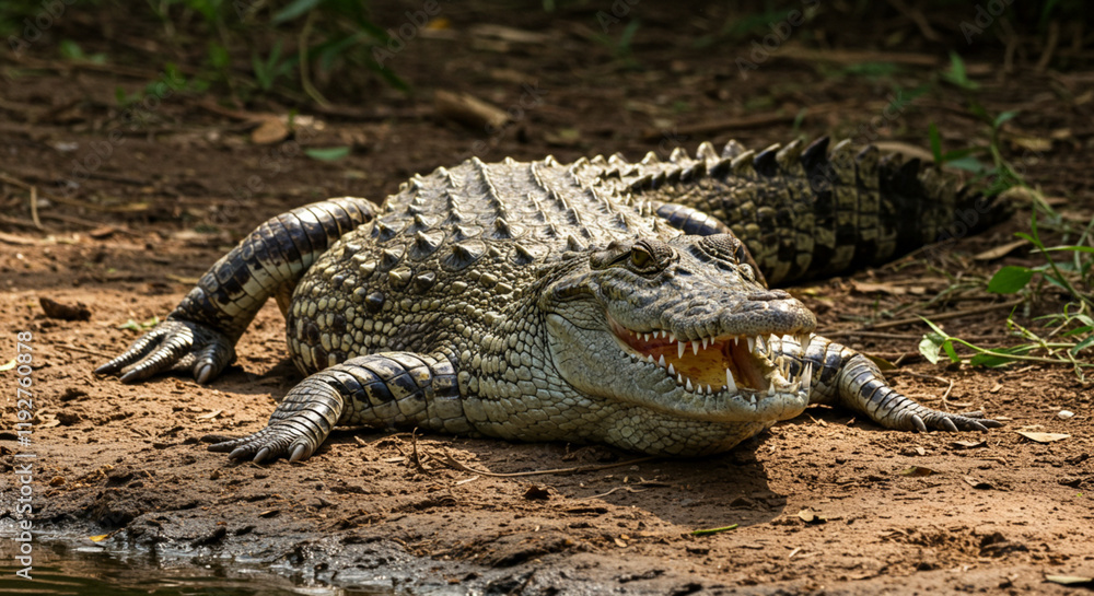 Fototapeta premium alligator in the swamp