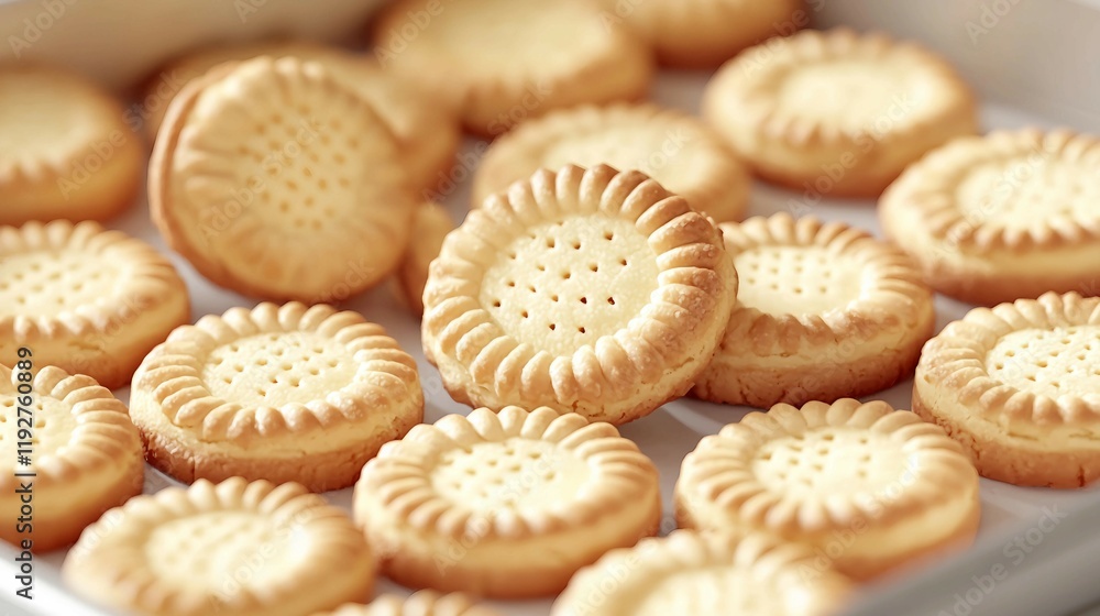 Freshly Baked Round Cookies with Intricate Design and Texture Freshly Baked Round Cookies with Intricate Design and Texture