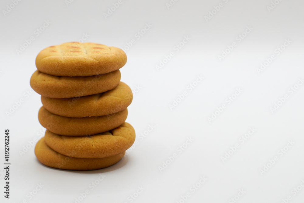Peanut butter cookies stack on gray background Peanut butter cookies stack on gray background