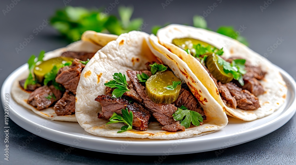 Delicious Steak Tacos with Pickles and Parsley Delicious Steak Tacos with Pickles and Parsley