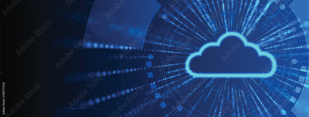 Obraz premium Cloud technology ransfer digital data on circuit board
