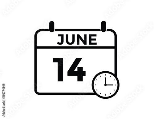 June 14 - Daily Calendar Icon with day of month